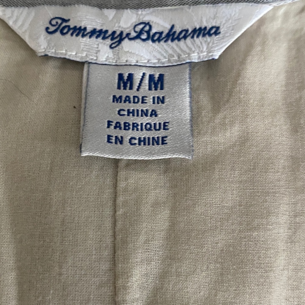 Tommy Bahama Beige Ruffled V-Neck Dress - M tan linen with pockets - Picture 3 of 5